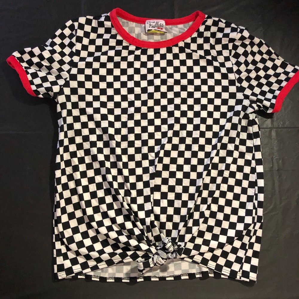 Checkered tied front crop top